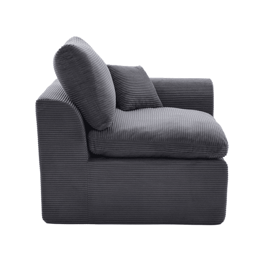 Sofá individual moderno - minimalista, suave e confortável, com almofada - cinza escuro