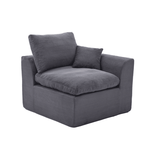 Sofá individual moderno - minimalista, suave e confortável, com almofada - cinza escuro