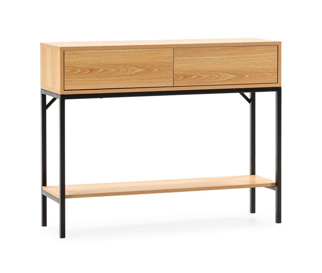 Mesa consola auri 2 cajones efecto roble