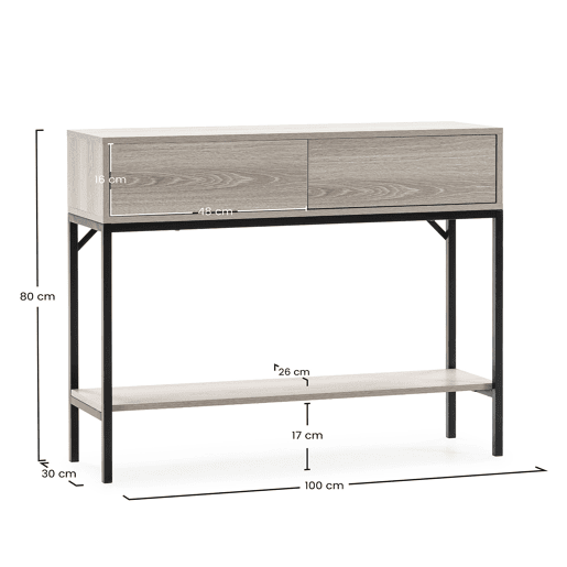 Mesa consola Auri 2 gavetas efeito Carvalho Mesa consola Auri 2 gavetas efeito Carvalho