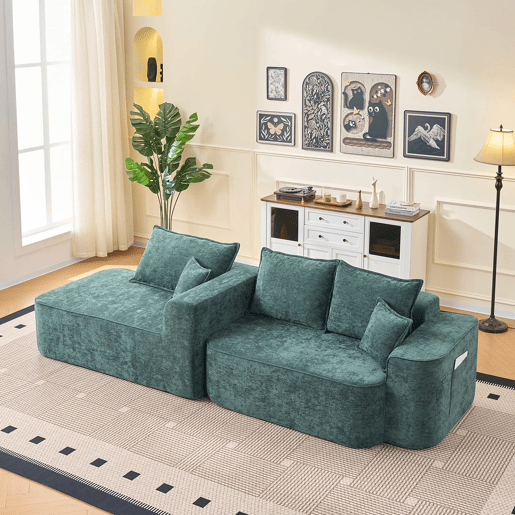 Sofá de canto de 4 lugares 262 cm - chaise longue, assento profundo XXL, modular - verde