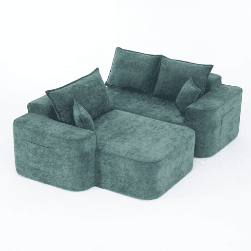 Sofá de canto de 4 lugares 262 cm - chaise longue, assento profundo XXL, modular - verde