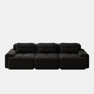Sofá modular de 3 lugares - Cloud confortável, modular, chaise longue, estofado em veludo cotelê - Preto
