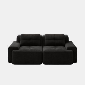 Sofá modular de 2 lugares - moderno, confortável, veludo tipo veludo cotelê, sofá-cama - preto