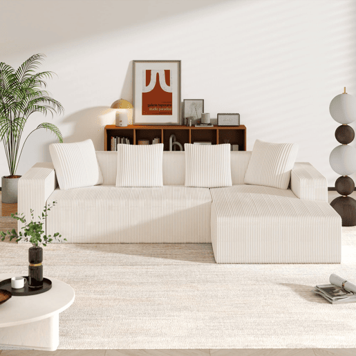 Sofá modular de 3 lugares - estilo Cloud, assento profundo, moderno - Branco Sofá modular de 3 lugares - estilo Cloud, assento profundo, moderno - Branco