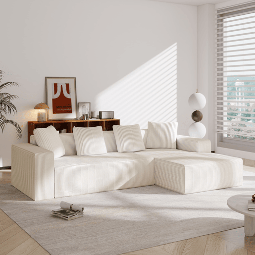 Sofá modular de 3 lugares - estilo Cloud, assento profundo, moderno - Branco Sofá modular de 3 lugares - estilo Cloud, assento profundo, moderno - Branco