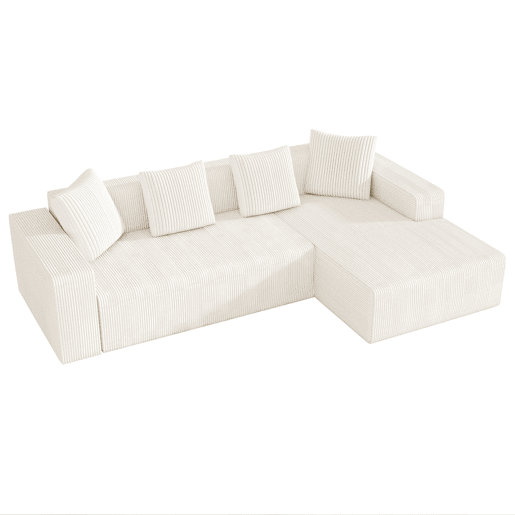 Sofá modular de 3 lugares - estilo Cloud, assento profundo, moderno - Branco Sofá modular de 3 lugares - estilo Cloud, assento profundo, moderno - Branco