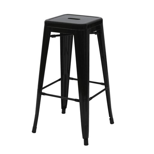 Conjunto de 4 banquetas de bar empilháveis u200Bu200Bde metal com design industrial pretas 04_0005227
