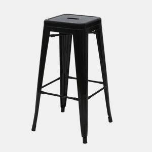 Conjunto de 4 banquetas de bar empilháveis u200Bu200Bde metal com design industrial pretas 04_0005227