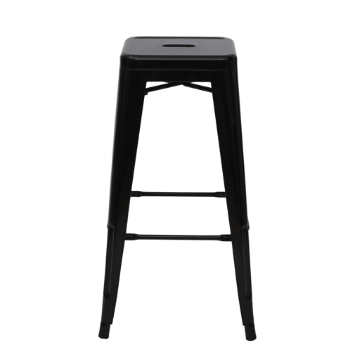 Conjunto de 4 banquetas de bar empilháveis u200Bu200Bde metal com design industrial pretas 04_0005227