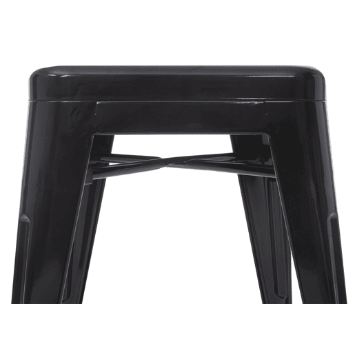 Conjunto de 4 banquetas de bar empilháveis u200Bu200Bde metal com design industrial pretas 04_0005227