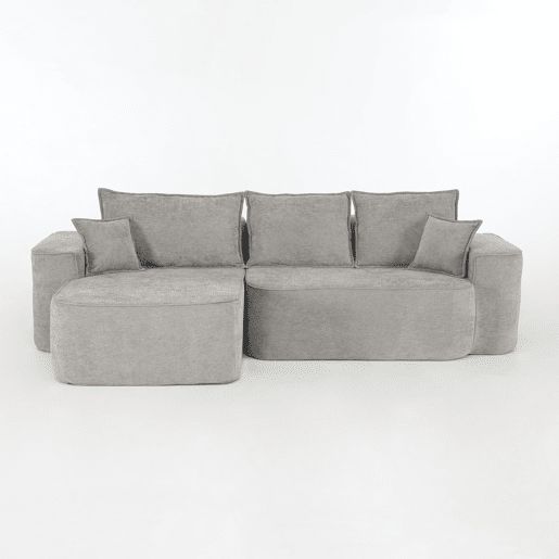 Sofá de canto para 4 pessoas - Modular, chaise longue, assento profundo - Cinza