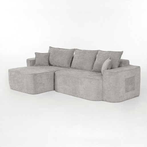 Sofá de canto para 4 pessoas - Modular, chaise longue, assento profundo - Cinza