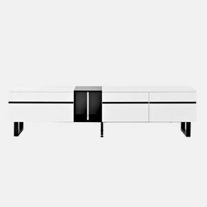 Móvel de TV 180 cm - Minimalista com portas e prateleiras abertas, grande capacidade de armazenamento - Branco