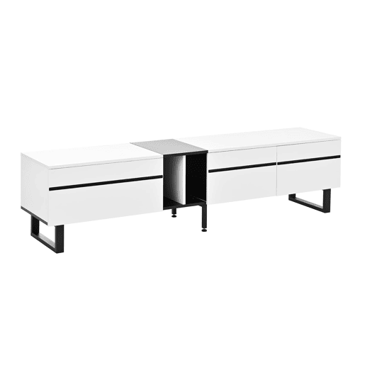 Móvel de TV 180 cm - Minimalista com portas e prateleiras abertas, grande capacidade de armazenamento - Branco