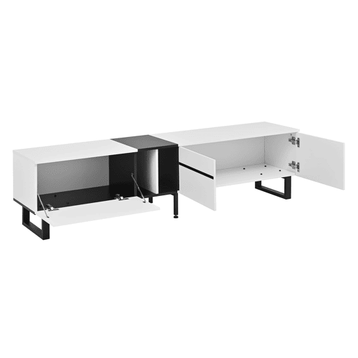 Móvel de TV 180 cm - Minimalista com portas e prateleiras abertas, grande capacidade de armazenamento - Branco