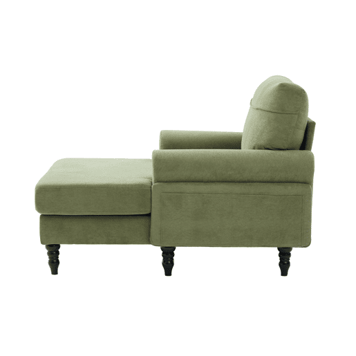 Poltrona individual em chenille - encosto e braços confortáveis, bolsos laterais - Verde Oliva