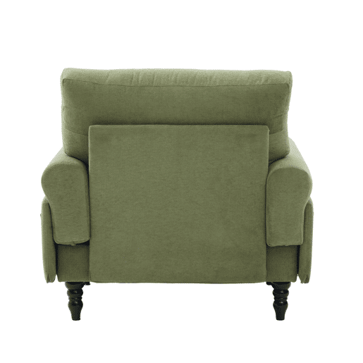 Poltrona individual em chenille - encosto e braços confortáveis, bolsos laterais - Verde Oliva