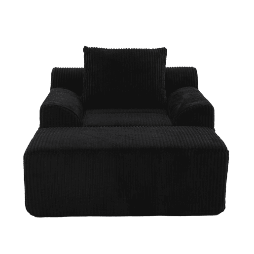 Poltrona grande - Kordsamt, bolsos laterais, almofada, assento profundo, moderno - Preto