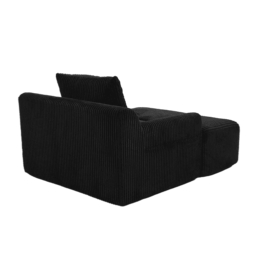 Poltrona grande - Kordsamt, bolsos laterais, almofada, assento profundo, moderno - Preto