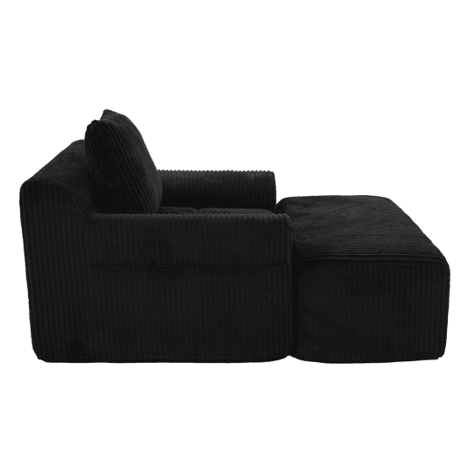 Poltrona grande - Kordsamt, bolsos laterais, almofada, assento profundo, moderno - Preto