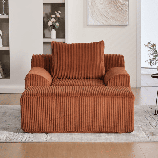 Sofá relax - Estofado moderno com bolsos laterais e almofada - Laranja