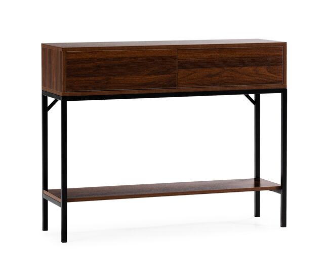 Mesa consola auri 2 cajones efecto nogal