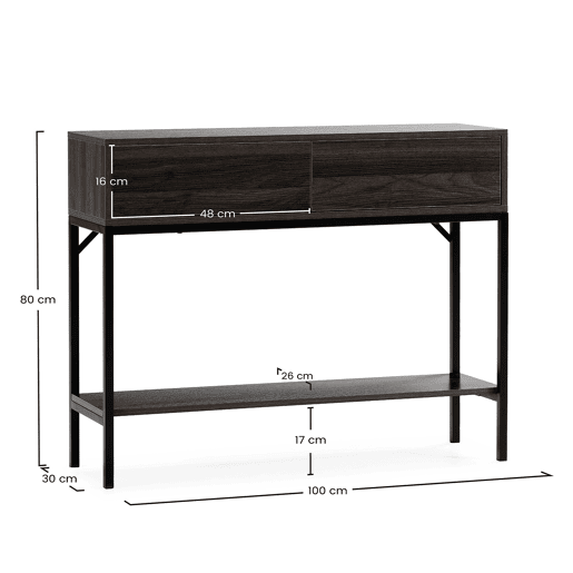 Mesa consola Auri 2 gavetas efeito Nogueira Mesa consola Auri 2 gavetas efeito Nogueira