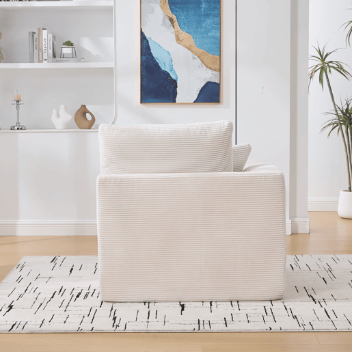 Sofá individual - minimalista e confortável com almofada - Bege