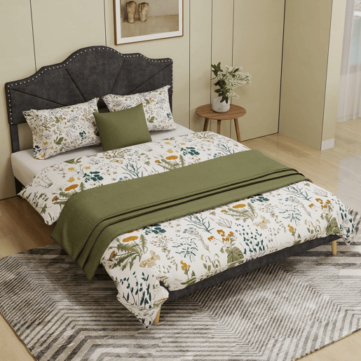 Cama minimalista 160x200 - cabeceira suave e confortável, base baixa multifuncional - cinzenta