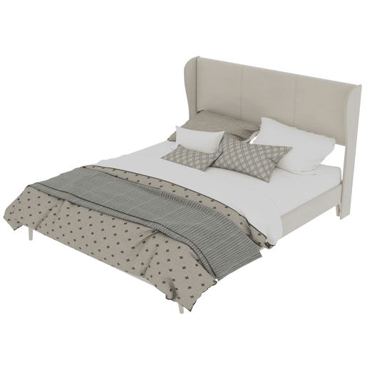 Cama estofada minimalista 160x200 - cabeceira acolchoada, base baixa sem arrumação - bege
