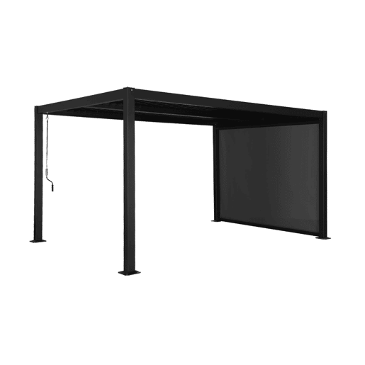 Pérgola bioclimática 3x4m de alumínio e aço com estore de 3m Preto - 392x292x224 cm