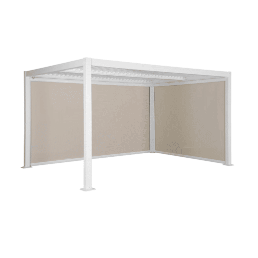 Pérgola bioclimática, alumínio e aço, 3x4m com estore 3m + estore 4m Branco - 300x400x300 cm