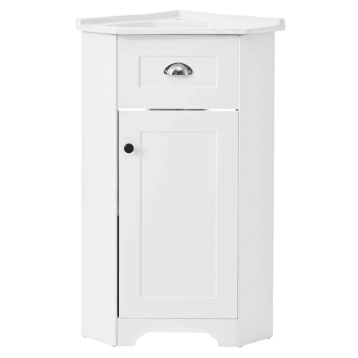 Móvel de casa de banho 81x47x93 cm - Suporte, lavatório em cerâmica, MDF resistente à água, arrumação - Branco