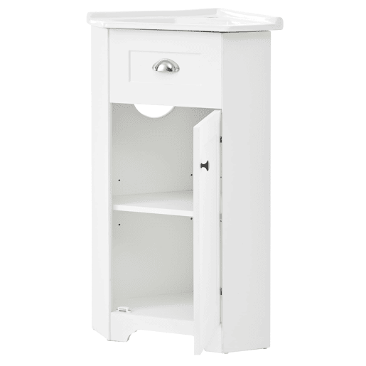 Móvel de casa de banho 81x47x93 cm - Suporte, lavatório em cerâmica, MDF resistente à água, arrumação - Branco