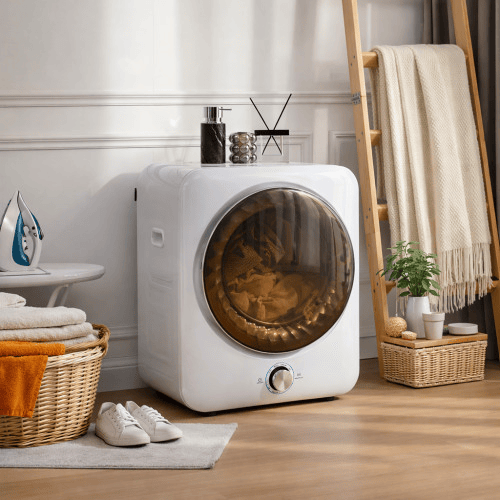 Mini secadora 3 kg - 1350 W, 8 programas, sensor NTC, silenciosa, filtro duplo - Branca