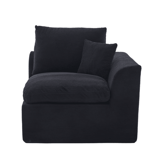 Sofá individual de 1 lugar - Minimalista, confortável, com almofada - Preto