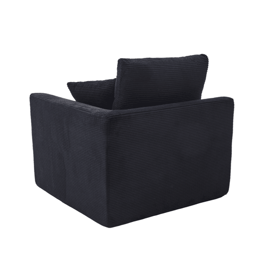 Sofá individual de 1 lugar - Minimalista, confortável, com almofada - Preto