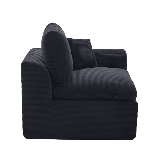 Sofá individual de 1 lugar - Minimalista, confortável, com almofada - Preto
