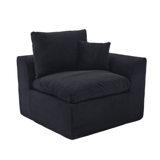 Sofá individual de 1 lugar - Minimalista, confortável, com almofada - Preto