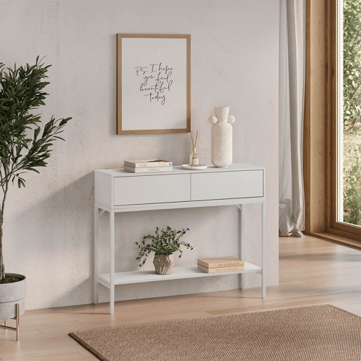 Mesa consola Auri 2 gavetas cor Branco Mesa consola Auri 2 gavetas cor Branco
