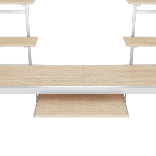 Cama alta 90x200 cm - Metal com secretária e 2 estantes para crianças e adultos - Branco
