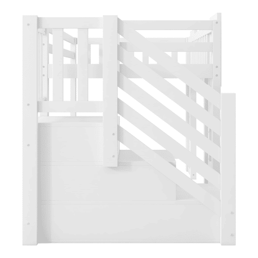 Cama alta 90x200 - com escada com arrumação e janela - Branco