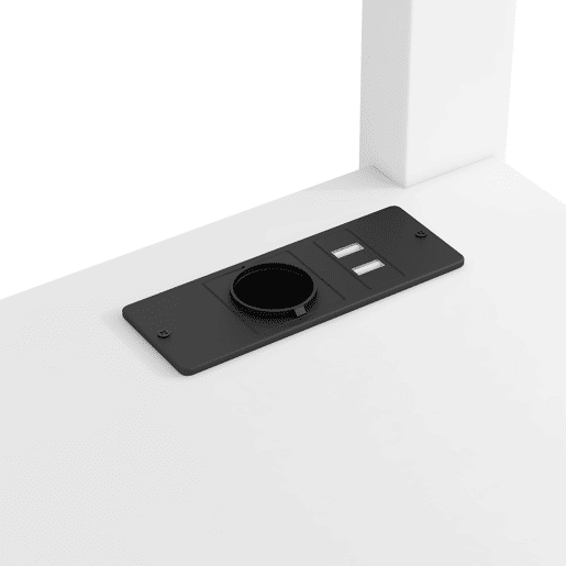 Cama alta 140x200 - 2 gavetas, prateleiras, secretária inferior, LED e USB - Branco