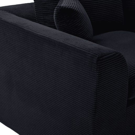Sofá de tecido de 2 lugares - moderno, minimalista, confortável com almofadas - preto