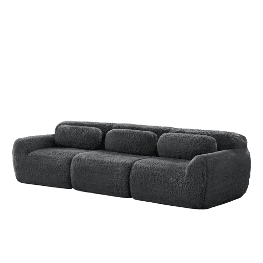 Sofá modular profundo de 3 lugares - plush premium, sem montagem, antiderrapante - cinzento