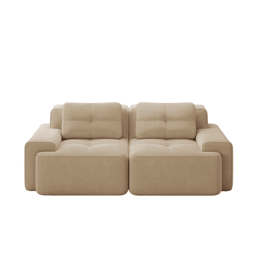 Sofá modular Boneless de 2 lugares - confortável, moderno, tipo nuvem, sofá-cama - bege