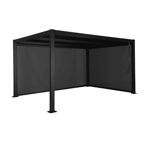 Pérgola bioclimática, alumínio e aço, 3x4m com estore 3m + estore 4m Preto - 300x400x300 cm