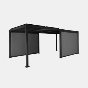 Pérgola bioclimática 3x6m de alumínio e aço + 2 toldos 3m Preto - 574x272x231 cm