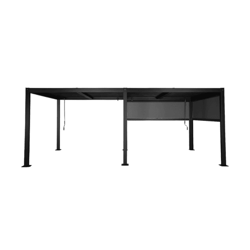 Pérgola bioclimática 3x6m de alumínio e aço + 2 toldos 3m Preto - 574x272x231 cm